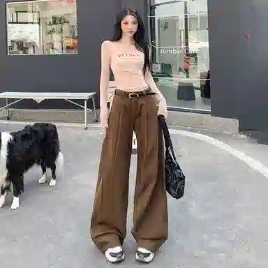 玫丝朵 宽松阔腿百搭韩系高腰牛仔裤 女款