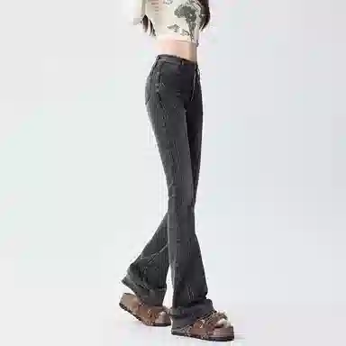 玫丝朵 甜酷少女感流苏毛边牛仔裤 女款