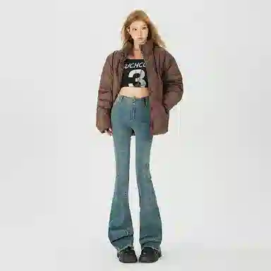 玫丝朵 甜酷少女感流苏毛边牛仔裤 女款