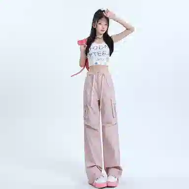 玫丝朵 高腰工装小众设计阔腿休闲裤 女款