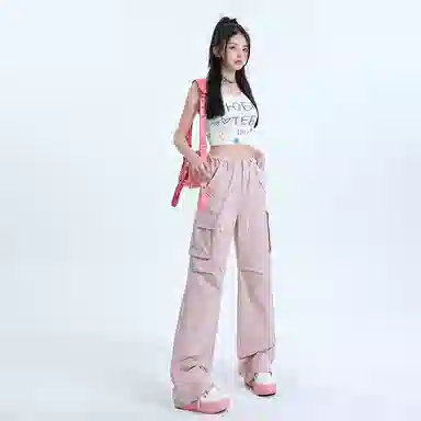 玫丝朵 高腰工装小众设计阔腿休闲裤 女款