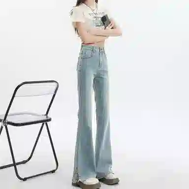 玫丝朵 侧开叉高弹微喇百搭马蹄牛仔裤 女款