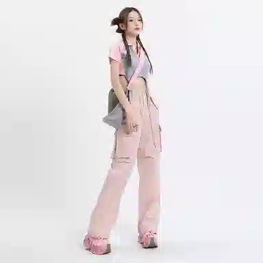 玫丝朵 纯色高腰宽松工装简约休闲裤 女款