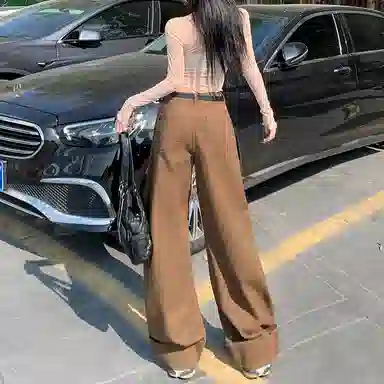 玫丝朵 宽松阔腿百搭韩系高腰牛仔裤 女款