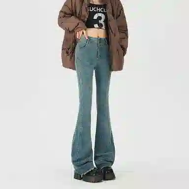 玫丝朵 甜酷少女感流苏毛边牛仔裤 女款