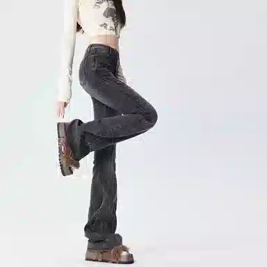 玫丝朵 甜酷少女感流苏毛边牛仔裤 女款