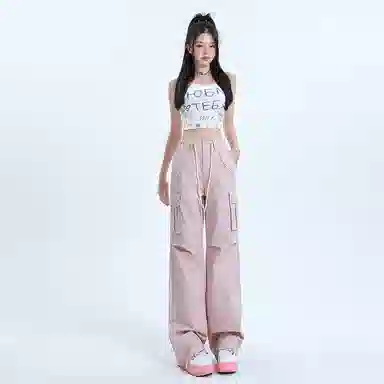 玫丝朵 高腰工装小众设计阔腿休闲裤 女款