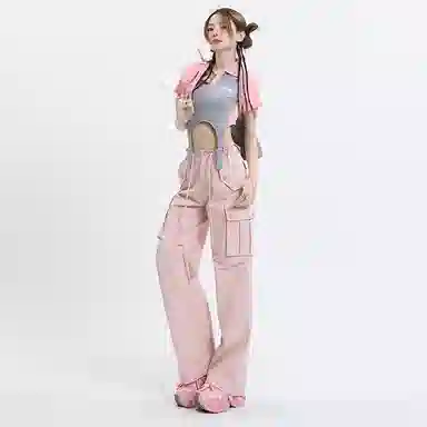 玫丝朵 纯色高腰宽松工装简约休闲裤 女款