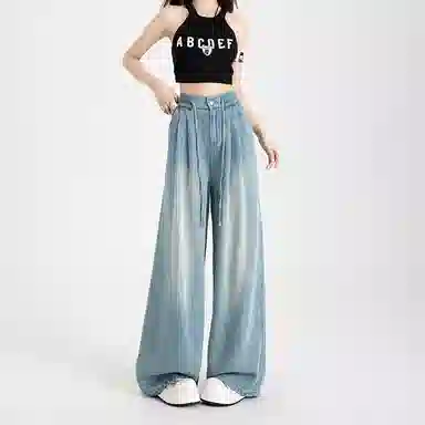 玫丝朵 百搭宽松阔腿牛仔裤 女款