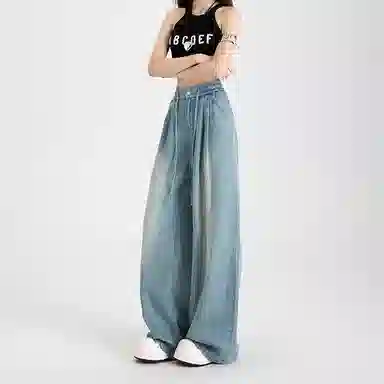 玫丝朵 百搭宽松阔腿牛仔裤 女款