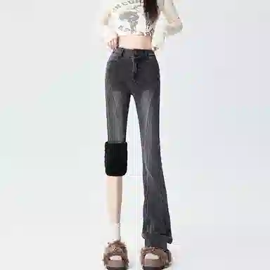 玫丝朵 甜酷少女感流苏毛边牛仔裤 女款