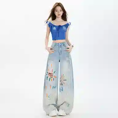 玫丝朵 简约潮流时尚舒适牛仔裤 女款