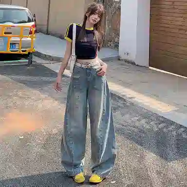 玫丝朵 时尚简约优雅百搭牛仔裤 女款