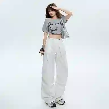 玫丝朵 高腰宽松简约工装休闲裤 女款