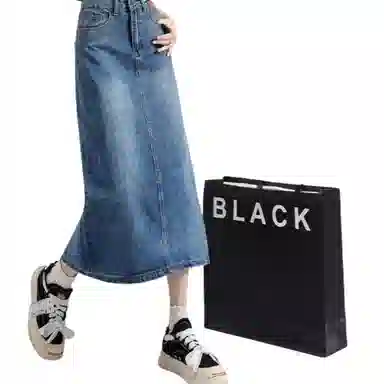 北极绒 复古高腰显瘦牛仔长裙 女款