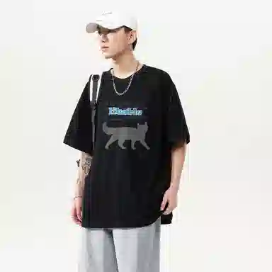 Baleno Black Cat Print Tee