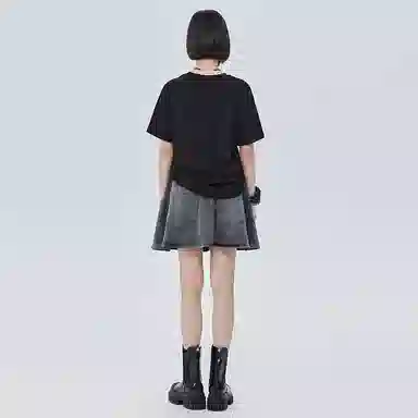 SHUEN Denim Skirt Black Grey