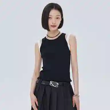 SHUEN Two-Piece Colorblock Tank Top Black