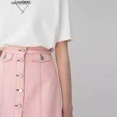 SOON FLOWER Denim Skirt Pink