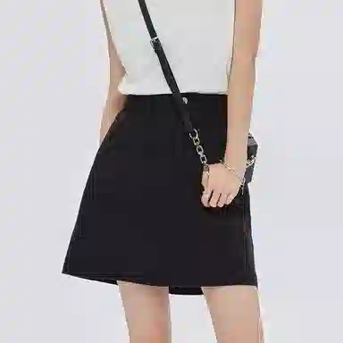SOON FLOWER Denim Skirt Black
