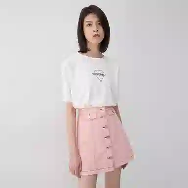 SOON FLOWER Denim Skirt Pink