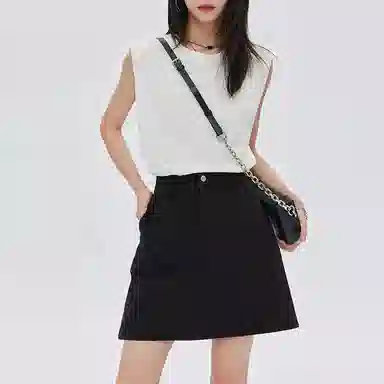 SOON FLOWER Denim Skirt Black