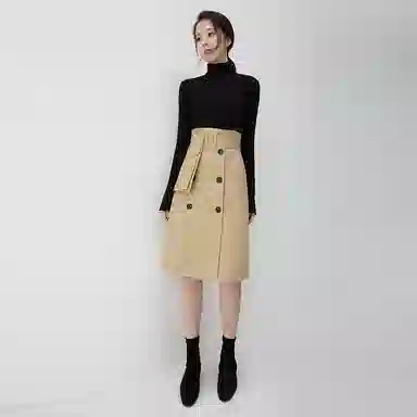 SOON FLOWER Skirt Khaki