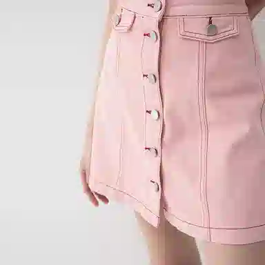 SOON FLOWER Denim Skirt Pink
