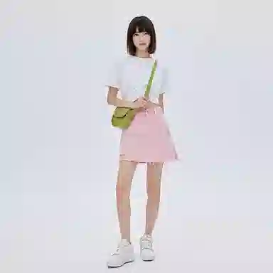 SOON FLOWER Asymmetric High Waist Denim Skirt Pink