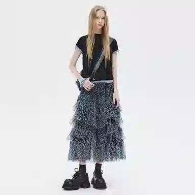 SHUEN Mesh Leopard Print Skirt