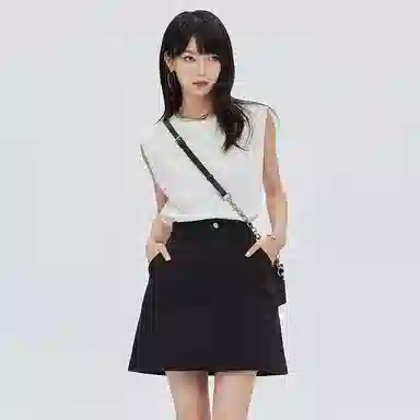 SOON FLOWER Denim Skirt Black