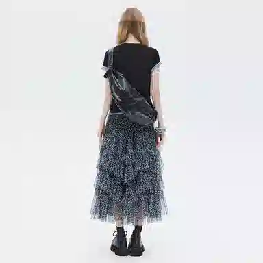 SHUEN Mesh Leopard Print Skirt