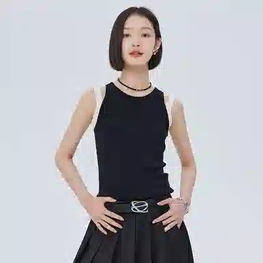 SHUEN Two-Piece Colorblock Tank Top Black