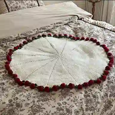 纯兔鼠 玫瑰 铃兰花毯子成品 手工钩织编织花束花朵 安抚陪伴 玩具