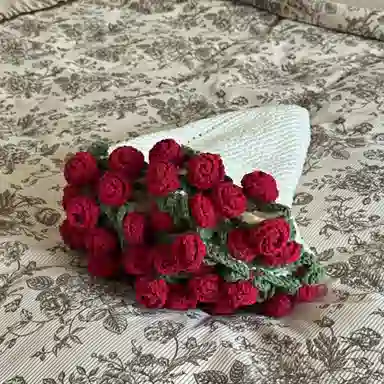纯兔鼠 玫瑰 铃兰花毯子成品 手工钩织编织花束花朵 安抚陪伴 玩具