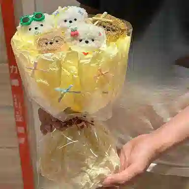 纯兔鼠  创意扭扭棒超可爱小狗玩偶花束 情侣闺蜜朋友生日礼 玩偶周边