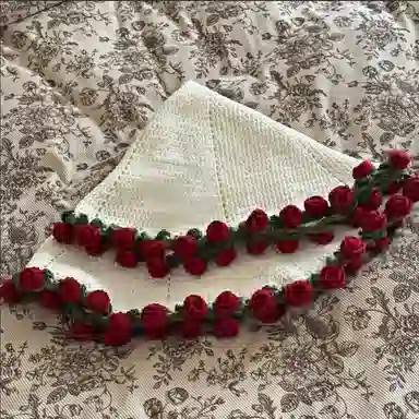 纯兔鼠 玫瑰 铃兰花毯子成品 手工钩织编织花束花朵 安抚陪伴 玩具