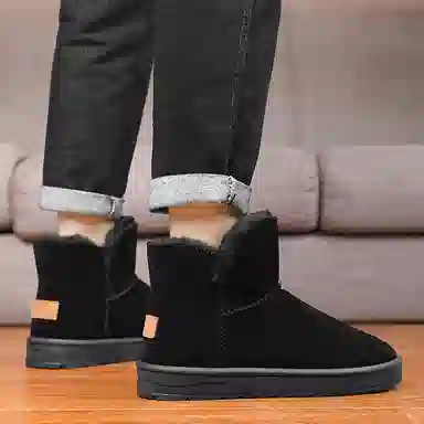 牛反绒 保暖耐磨减震增高平衡 加绒防滑户外休闲运动 短筒 雪地靴 男女同款
