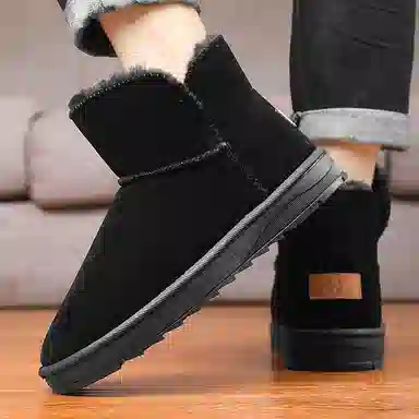 牛反绒 保暖耐磨减震增高平衡 加绒防滑户外休闲运动 短筒 雪地靴 男女同款