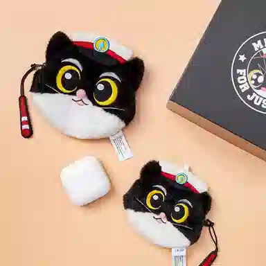 上美影 童年回忆黑猫警长 聚酯纤维 零钱包 男女同款情侣款 黑白