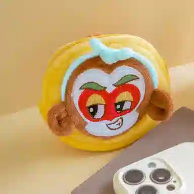 上美影 大闹天宫齐天大圣孙悟空系列 水晶超柔绒 收纳挂件耳机包 男女同款情侣款 黄棕色