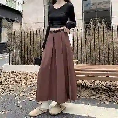 思蓓儿 简约舒适纯色通勤休闲长裙 女款