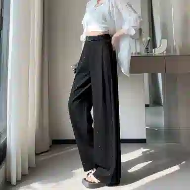 思蓓儿 亮片烫钻高腰窄版阔腿裤休闲裤 女款