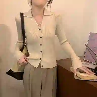 思蓓儿 纯色修身适中长袖针织衫 女款