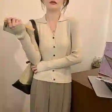 思蓓儿 纯色修身适中长袖针织衫 女款