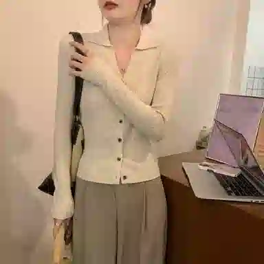 思蓓儿 纯色修身适中长袖针织衫 女款