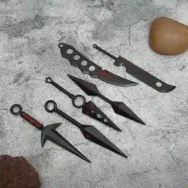 乐智由我 火影周边合金武器四代目双头苦无龙刃再不斩手里剑兵器 成品模型