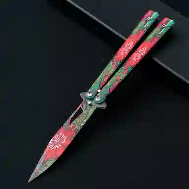 乐智由我 未开刃蝴蝶练习刀彩色户外多功能折叠刀甩手观赏刀 成品模型