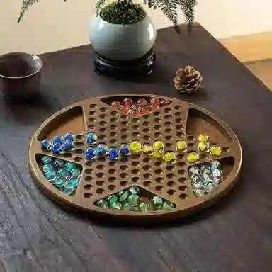 乐智由我 木质弹珠跳棋陶瓷珠 桌游