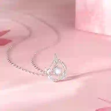 【 999纯银 福韵金 】六桂福珠宝 羽化成蝶吊坠 轻奢精致浪漫蝴蝶花环闪耀甜美温柔小清新设计告白日常百搭优雅锁骨链 琉璃 足银项链 女款